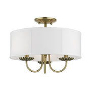 Brookdale 3-Light 16" Semi-Flush Mount in Antique Brass