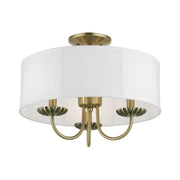 Brookdale 3-Light 16" Semi-Flush Mount in Antique Brass
