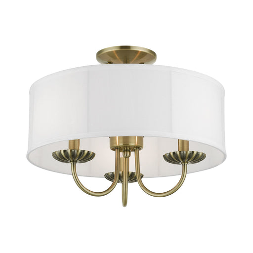 Brookdale 3-Light 16" Semi-Flush Mount in Antique Brass