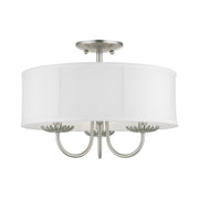 Brookdale 3-Light 16" Semi-Flush Mount in Brushed Nickel