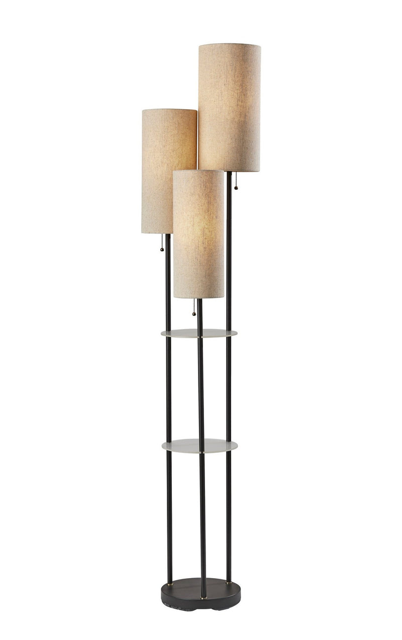 Trio 3-Light Tree Floor Lamp in Black W. Antique Brass