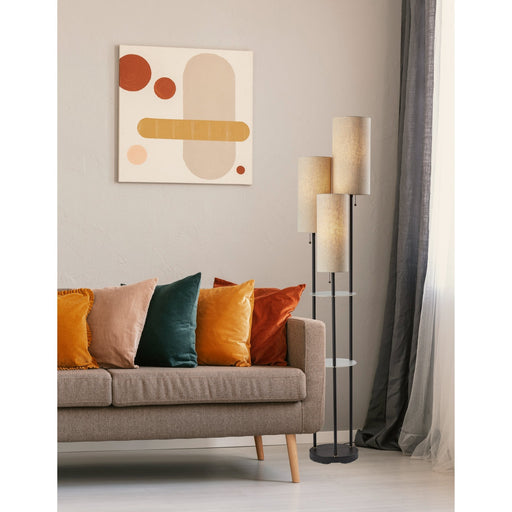 Trio 3-Light Tree Floor Lamp in Black W. Antique Brass