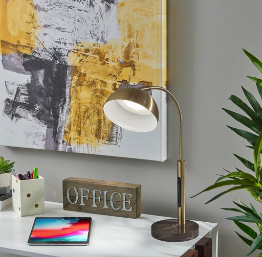 Bolton LED Desk Lamp in Antique Brass