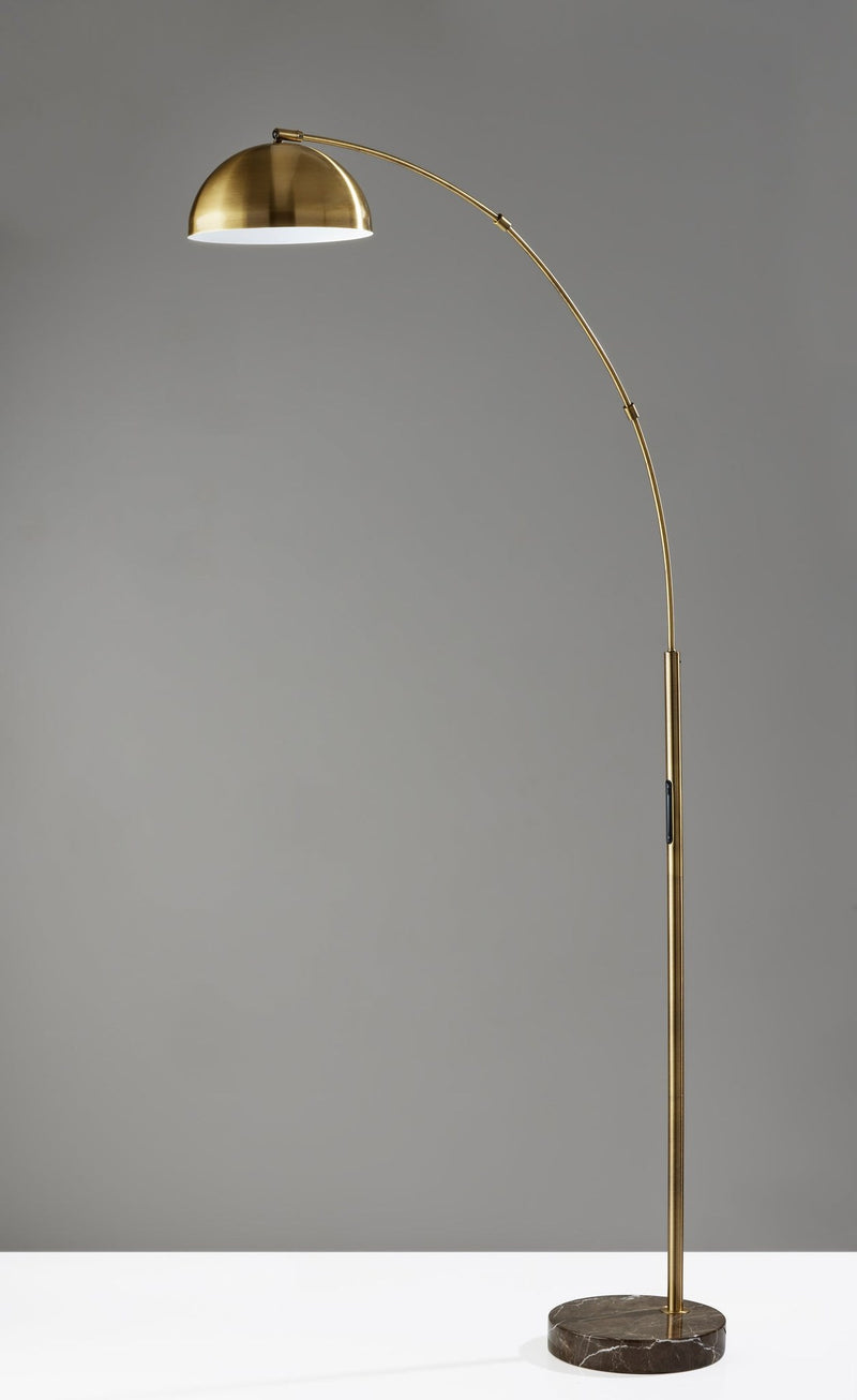 Bolton 71.5" LED Arc Floor Lamp in Antique Brass