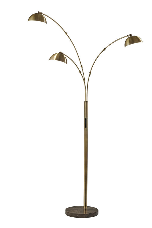 Bolton 3-Light LED Arc Floor Lamp in Antique Brass