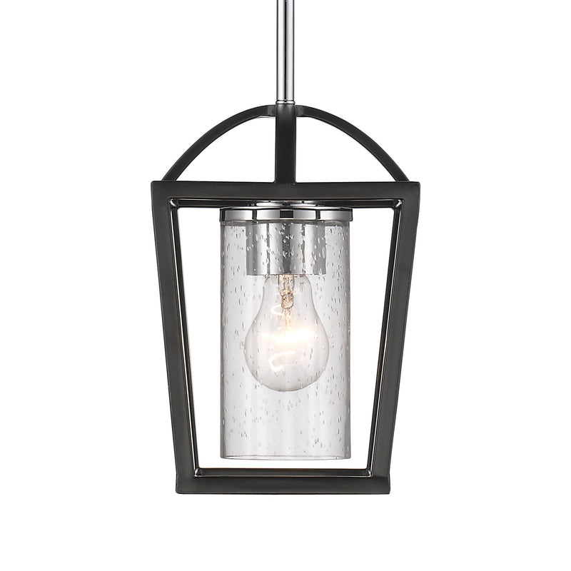Mercer Pendant in Matte Black with Chrome Accents