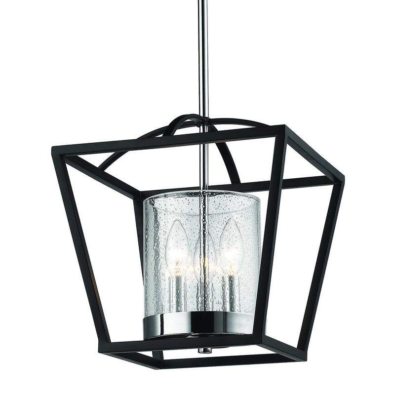Mercer 3-Light Chandelier in Matte Black with Chrome Accents