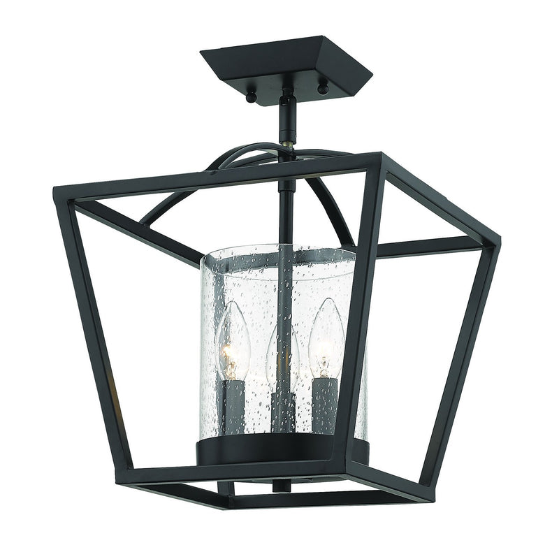 Mercer 3-Light Semi-Flush Mount in Matte Black