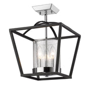 Mercer 3-Light Semi-Flush Mount in Matte Black with Chrome Accents