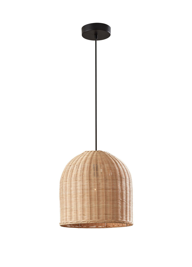 Bahama Pendant in Dark Bronze W. Light Rattan