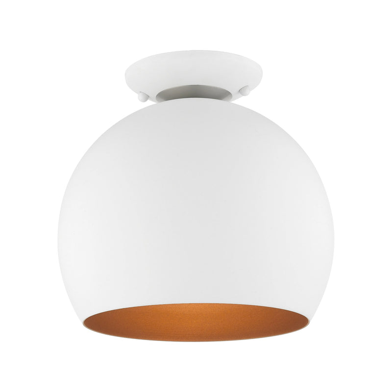 Piedmont Globe Semi-Flush Mount in White with Brushed Nickel Accents