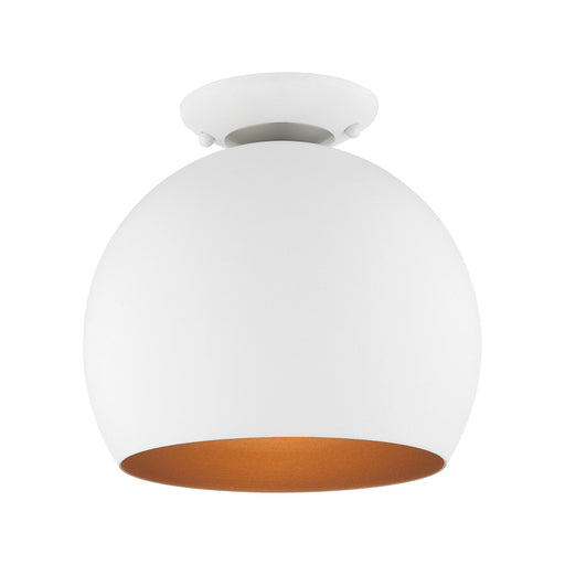 Piedmont Globe Semi-Flush Mount in White with Brushed Nickel Accents
