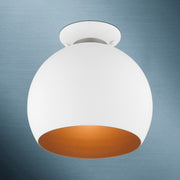 Piedmont Globe Semi-Flush Mount in White with Brushed Nickel Accents