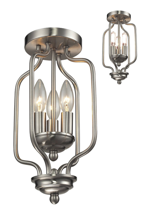Cardinal 3 Light 8" Flush Mount in Brushed Nickel