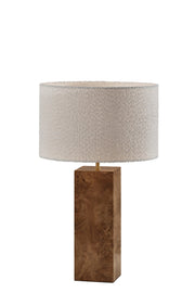 Frederick 23.25" Table Lamp in Burled Wood W. Antique Brass