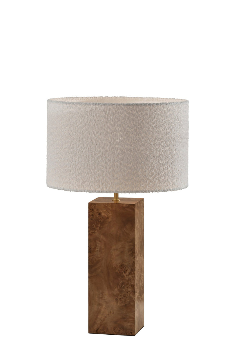 Frederick 23.25" Table Lamp in Burled Wood W. Antique Brass