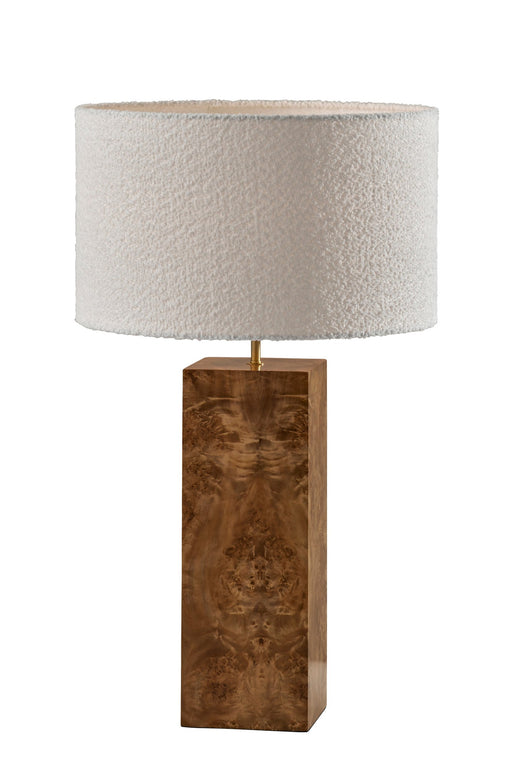 Frederick 28.5" Table Lamp in Burled Wood W. Antique Brass