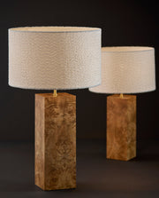 Frederick 28.5" Table Lamp in Burled Wood W. Antique Brass