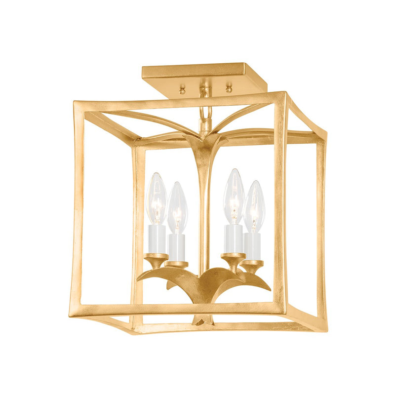 Bergamo 4-Light Semi-Flush Mount in Vintage Gold Leaf / Gold Leaf