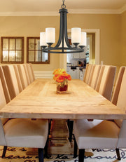 Bordeaux 5 Light 21.5" Chandelier in Bronze in a room setting