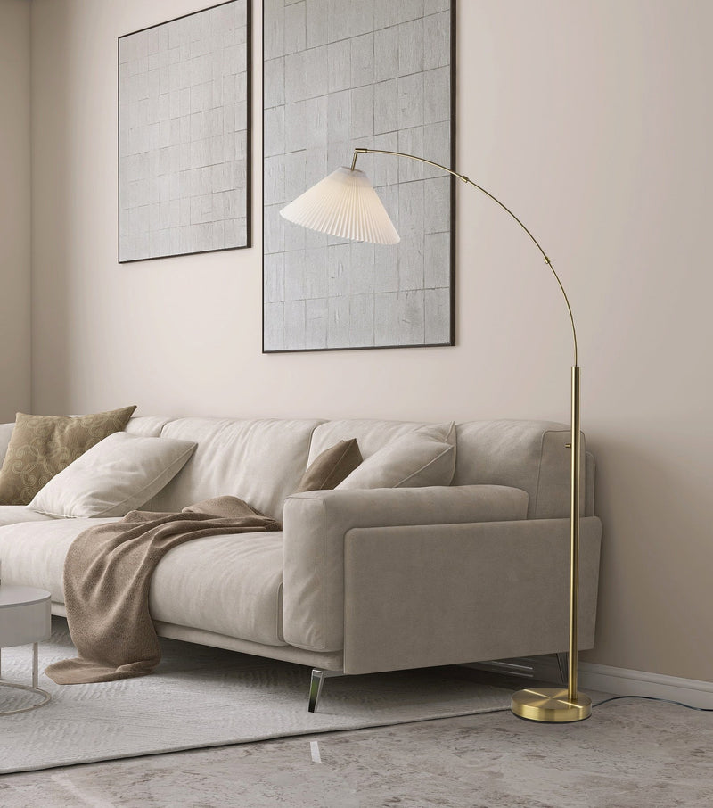 Delaney 76" Arc Floor Lamp in Antique Brass
