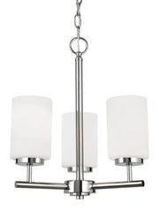 Oslo 3-Light Opal Glass Chandelier in Chrome