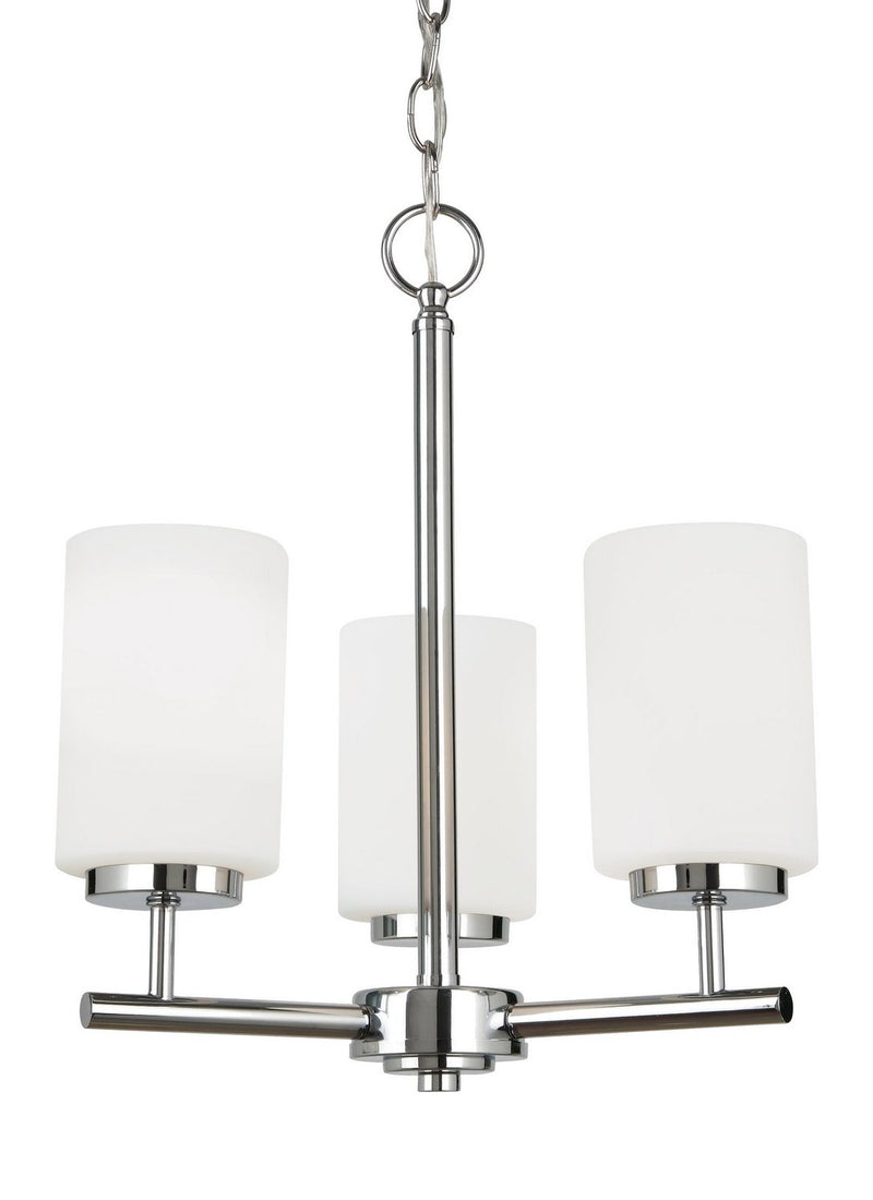 Oslo 3-Light Opal Glass Chandelier in Chrome