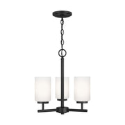 Oslo 3-Light Opal Glass Chandelier in Midnight Black