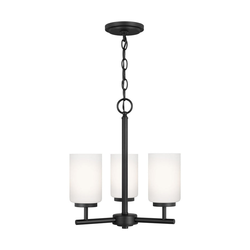 Oslo 3-Light Opal Glass Chandelier in Midnight Black