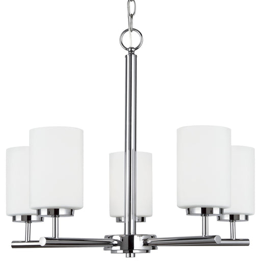 Oslo 5-Light Opal Glass Chandelier in Chrome