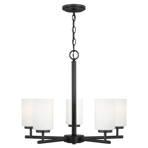 Oslo 5-Light Opal Glass Chandelier in Midnight Black
