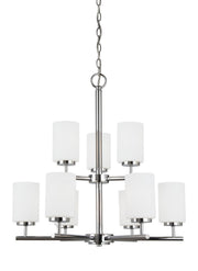 Oslo 9-Light Opal Glass Chandelier in Chrome