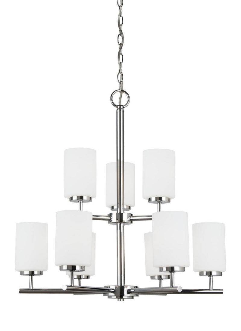 Oslo 9-Light Opal Glass Chandelier in Chrome