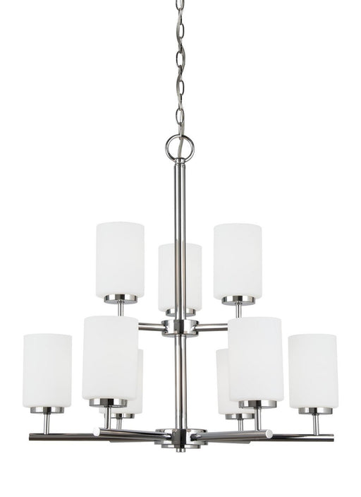 Oslo 9-Light Opal Glass Chandelier in Chrome