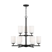 Oslo 9-Light Opal Glass Chandelier in Midnight Black