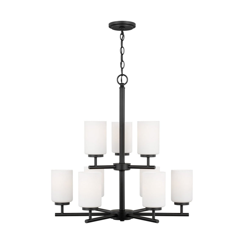 Oslo 9-Light Opal Glass Chandelier in Midnight Black