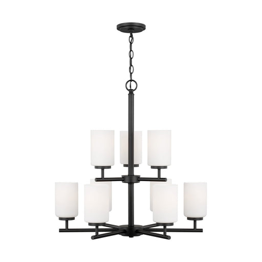 Oslo 9-Light Opal Glass Chandelier in Midnight Black