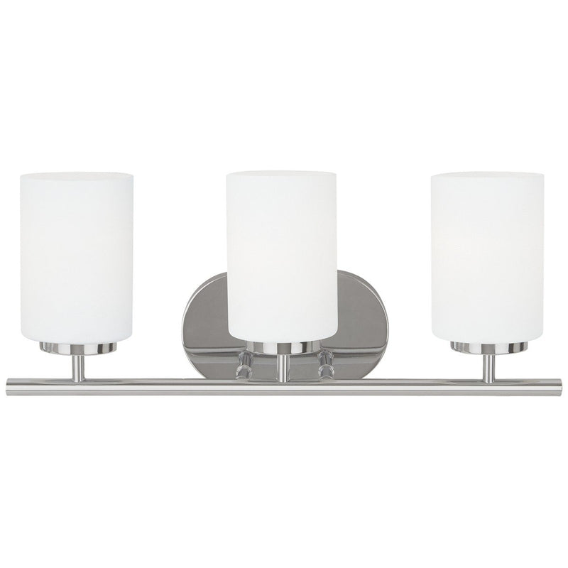 Oslo 3-Light Opal Glass Bath Vanity Light in Chrome