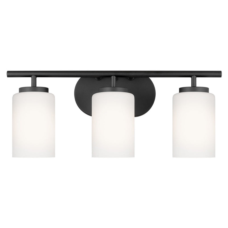 Oslo 3-Light Opal Glass Bath Vanity Light in Midnight Black