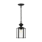 Classico One Light Outdoor Semi-Flush Convertible Pendant in Black