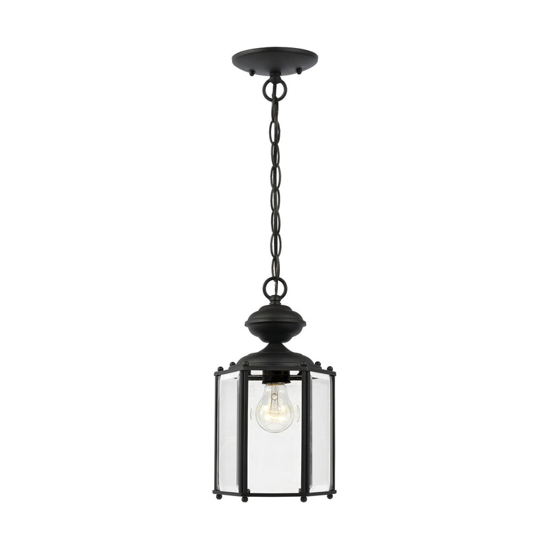 Classico One Light Outdoor Semi-Flush Convertible Pendant in Black