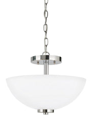 Oslo Two Light Semi-Flush Convertible Pendant in Chrome