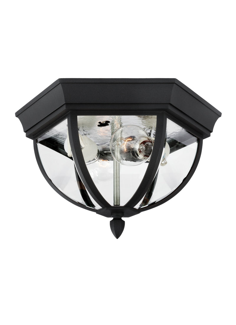 Wynfield Two Light Outdoor Flush Mount in Black