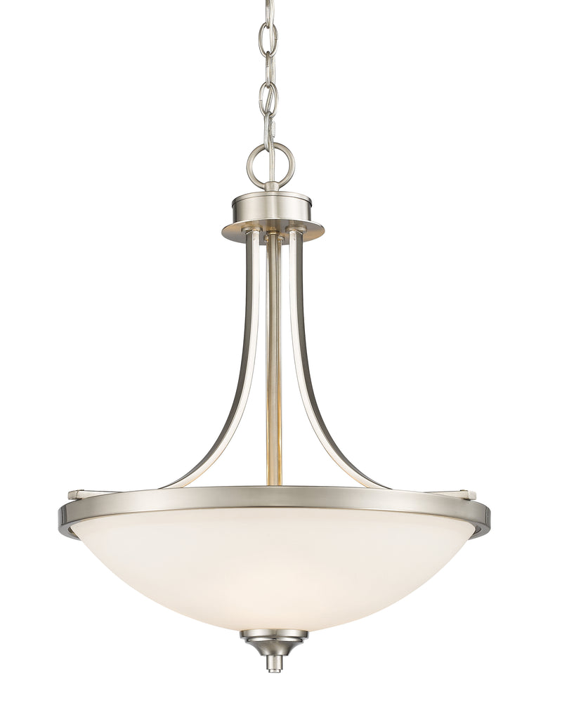 Bordeaux 3 Light 17.125" Pendant in Brushed Nickel