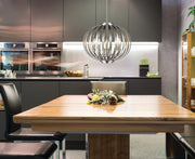 Moundou 6 Light 20" Pendant in Brushed Nickel in a room setting