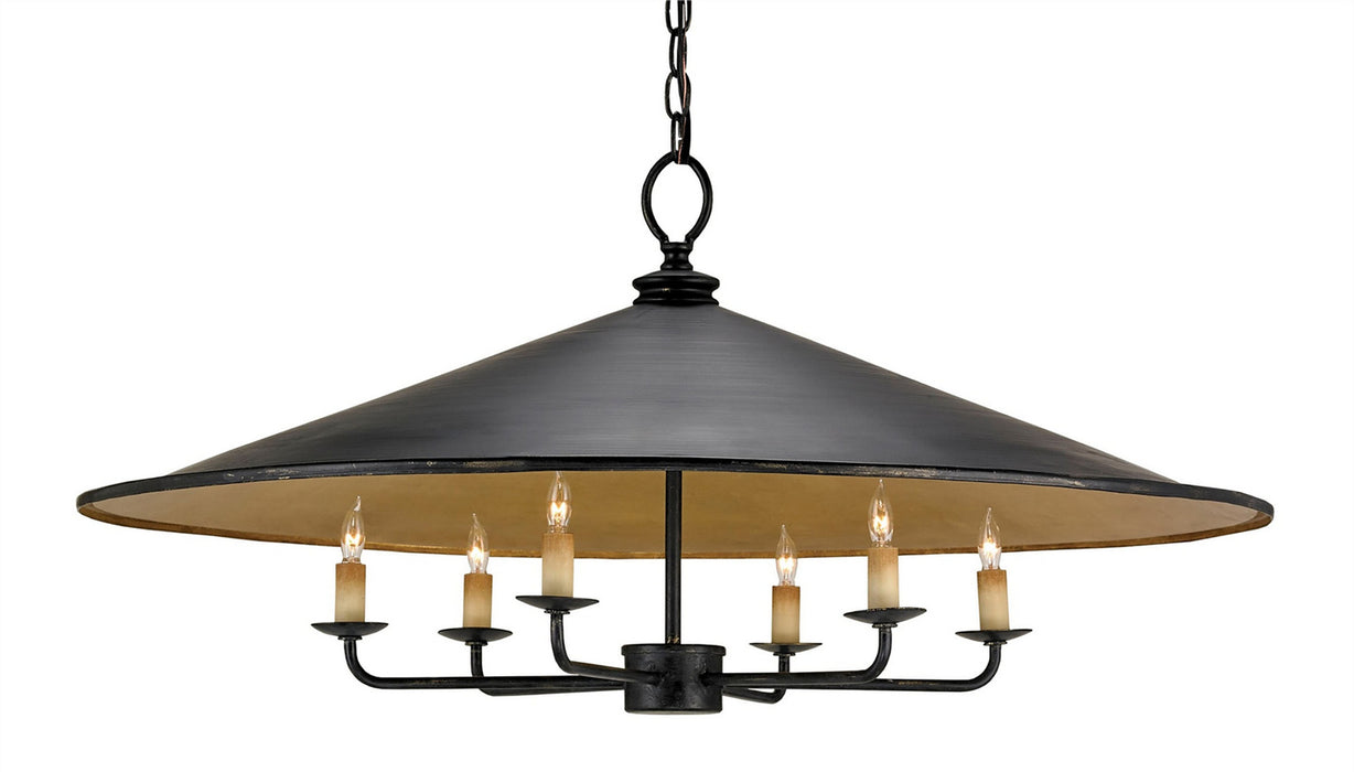 Brussels 6 Light Chandelier in French Black & Contemporary Gold