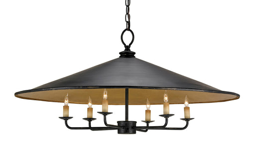 Brussels 6 Light Chandelier in French Black & Contemporary Gold