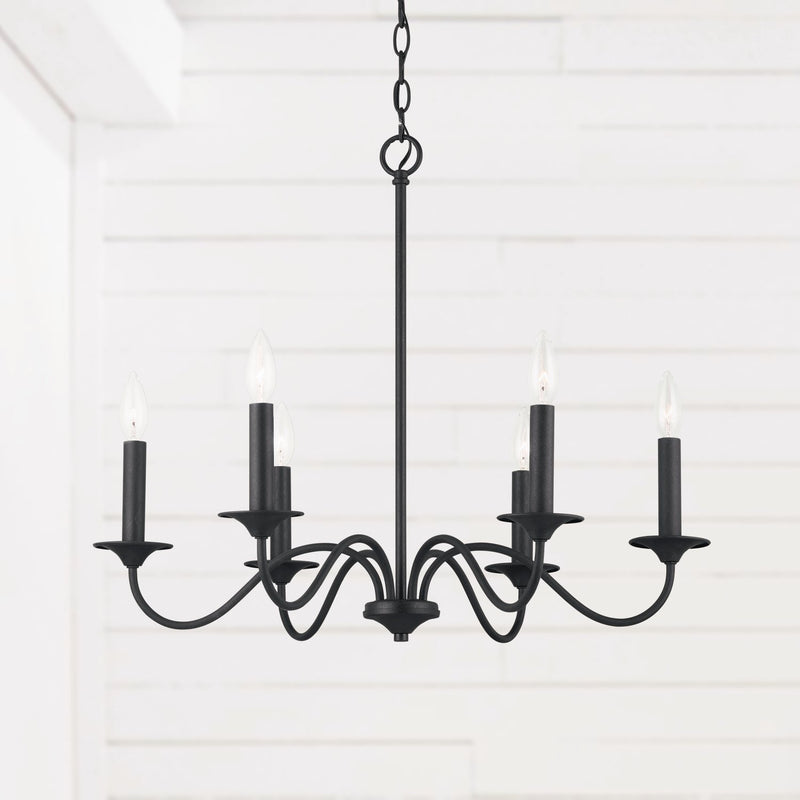 Vincent 6-Light 26" Chandelier in Black Iron