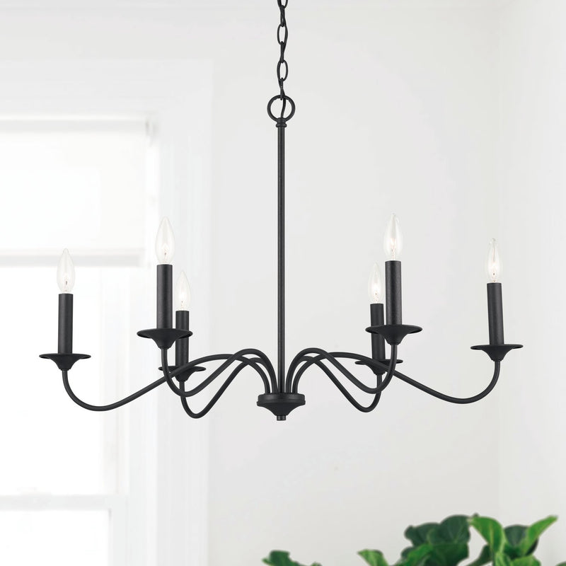 Vincent 6-Light 32" Chandelier in Black Iron