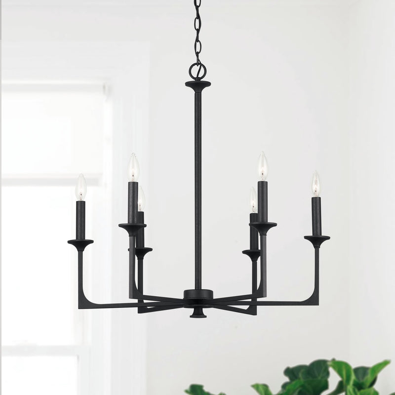 Clint 6-Light Chandelier in Black Iron